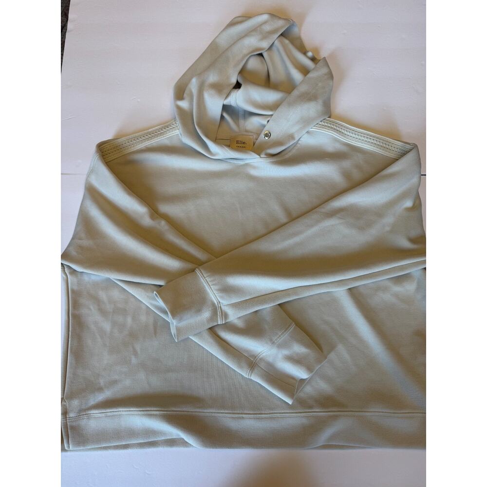 Elie Tahari Hoodie Womens Medium Cream Cowl Neck Pullover Soft Stretch - Picture 1 of 9